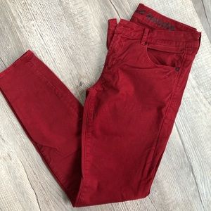Red denim jeans